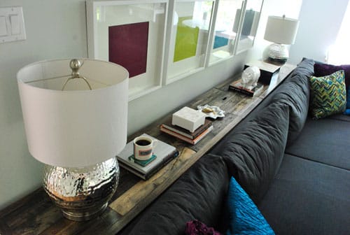 coffee table behind couch