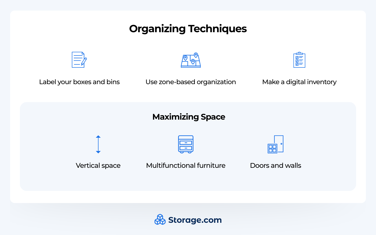 Tips on organizing techniques for storage room