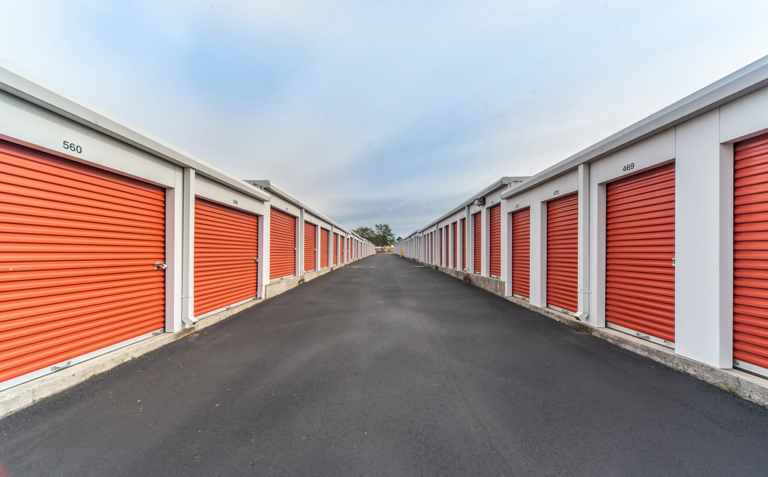 a series of drive-up access storage units