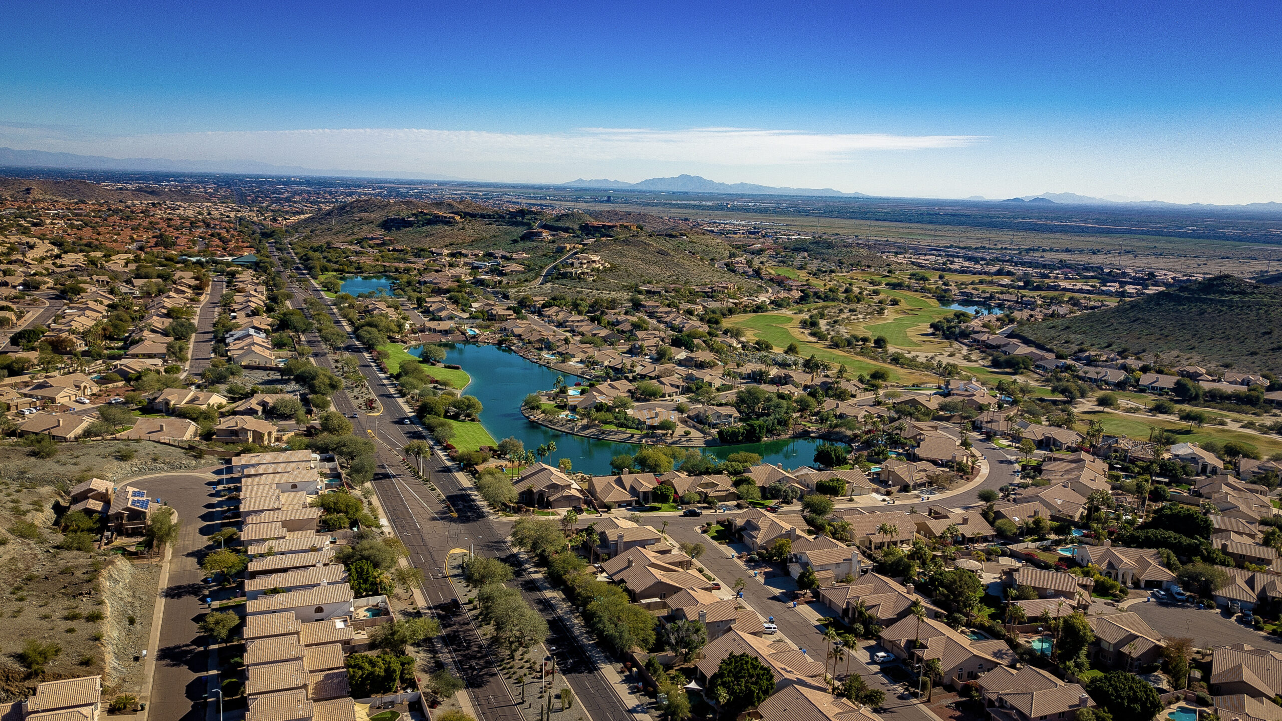Aerial shot of Ahwatukee Foothills in arizona