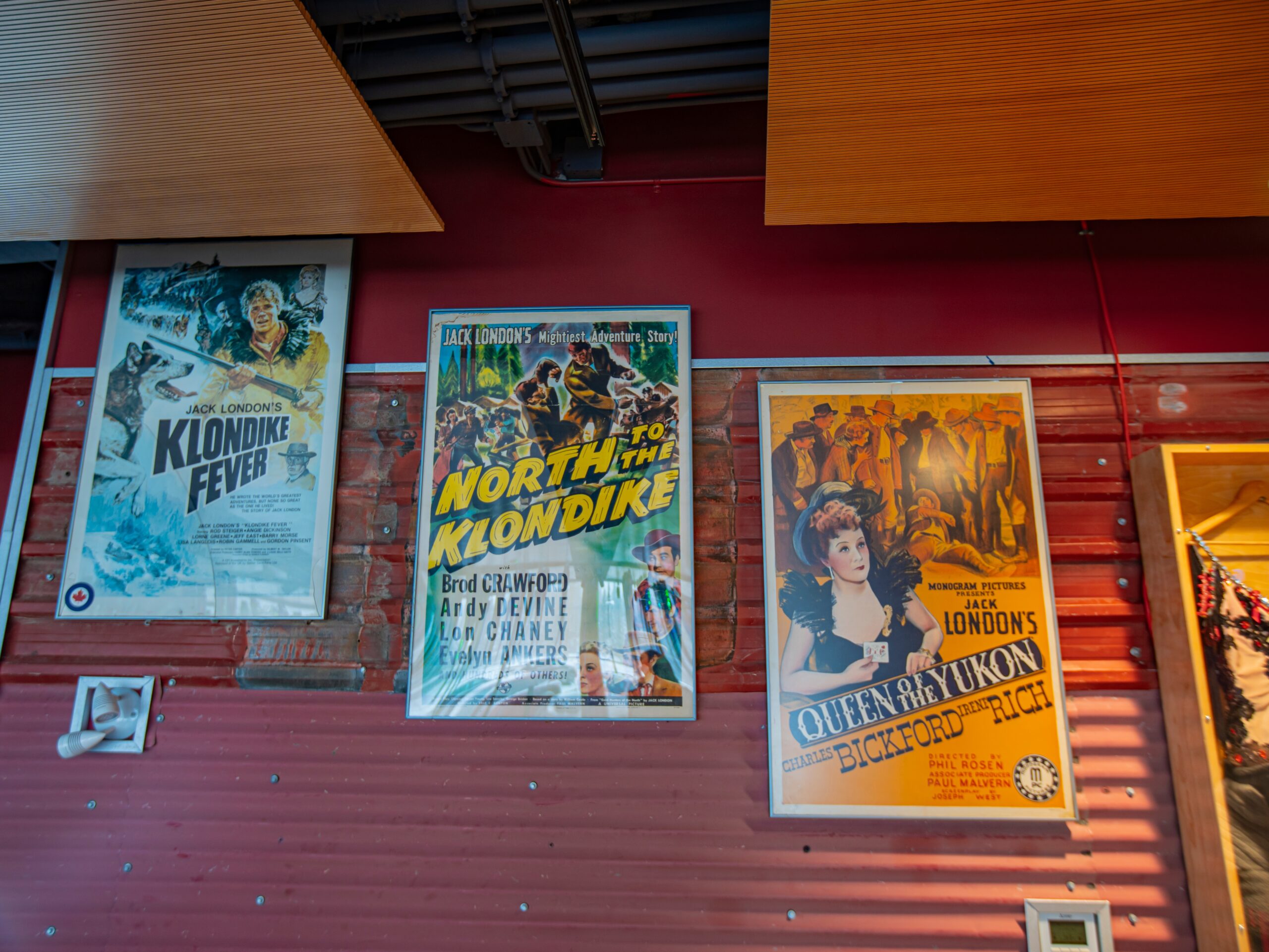 Retro movie posters on display