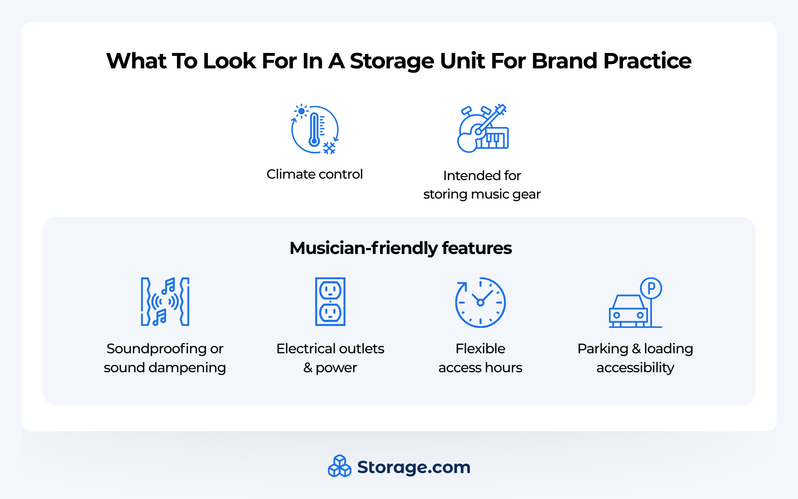 What to look for in a storage unit for band practice